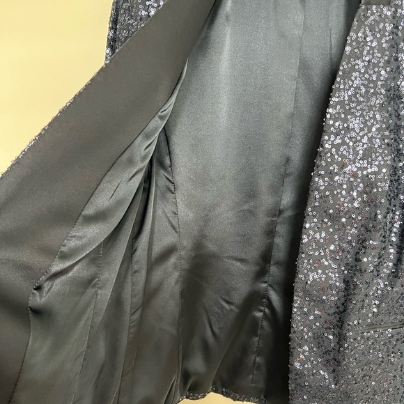 🍭 Tahari luxe sequin blazer navy Size 4 - Picture 6 of 6
